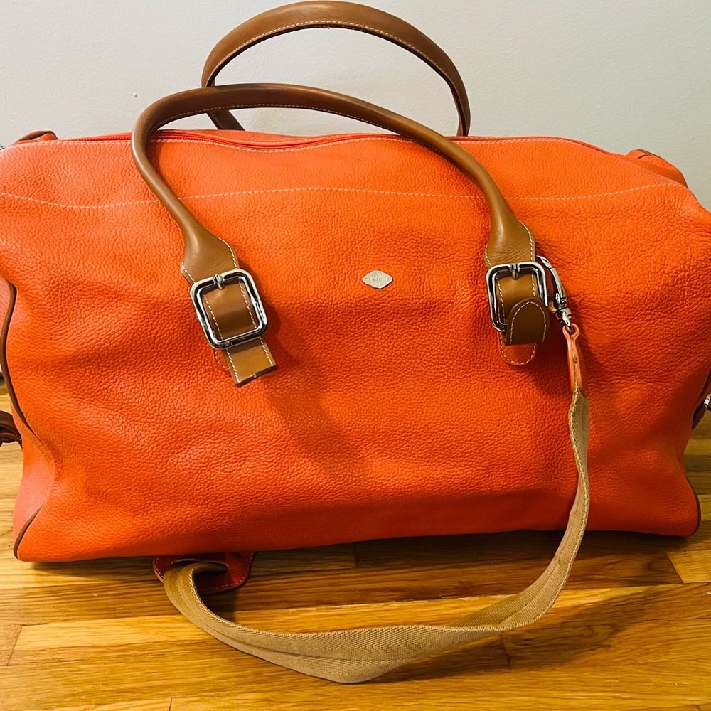 I Santi Orange Genuine Leather Duffle Bag